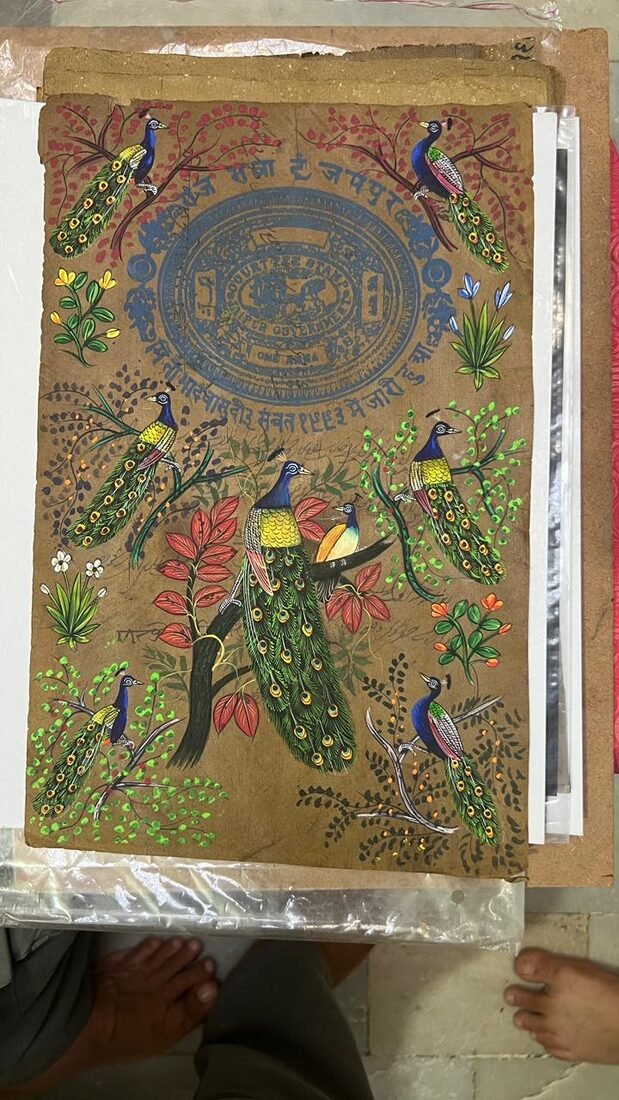 Marwar miniature painting of peacocks